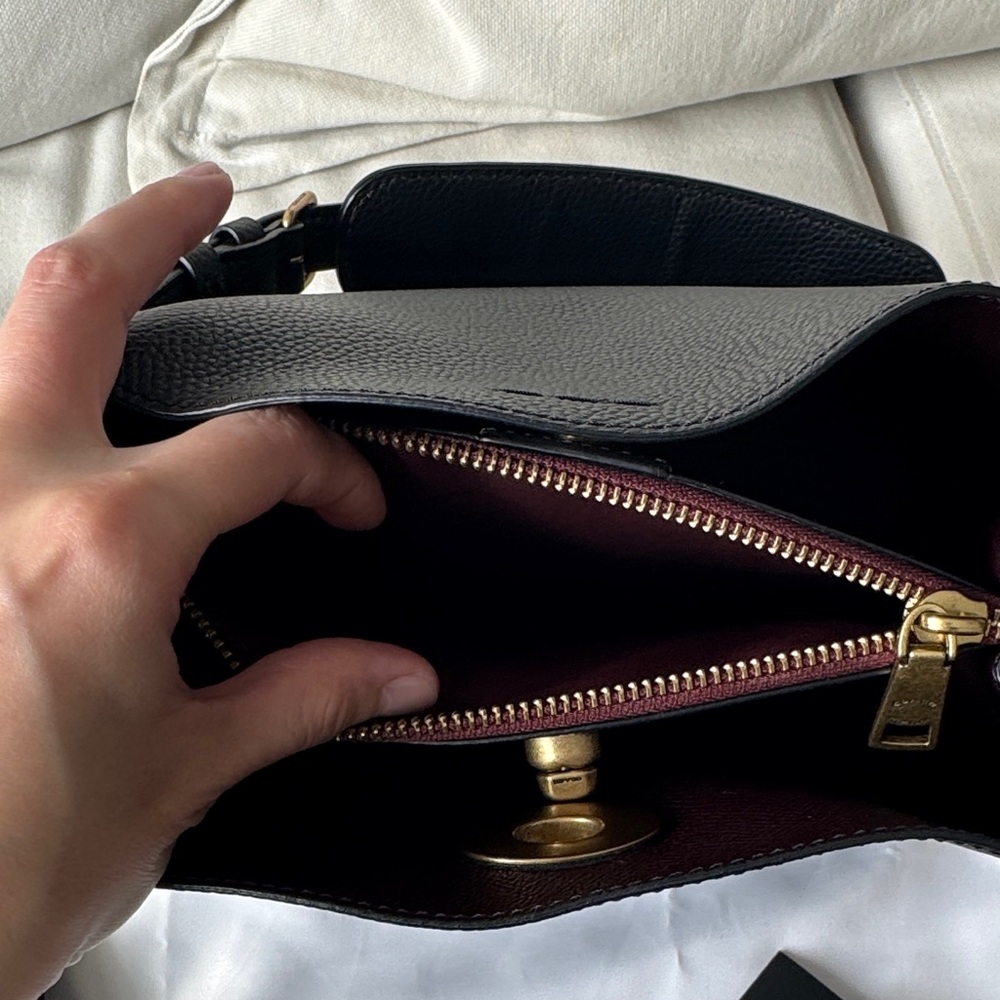 Coach Black Pebbled Leather Shoulder Bag - Picture 5 of 9